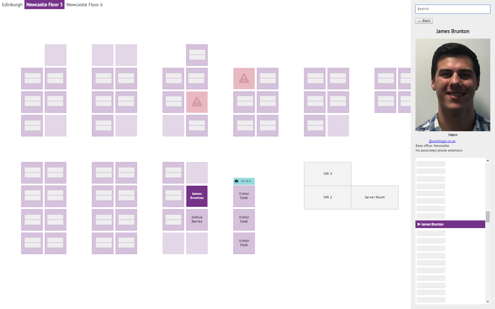 Desk planner interface