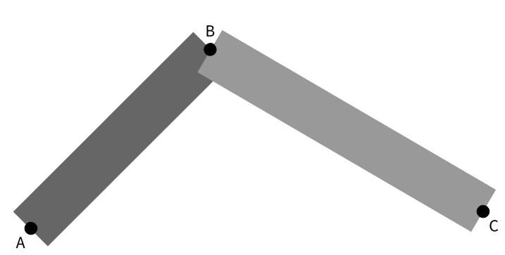 Two rectangles connecting three points