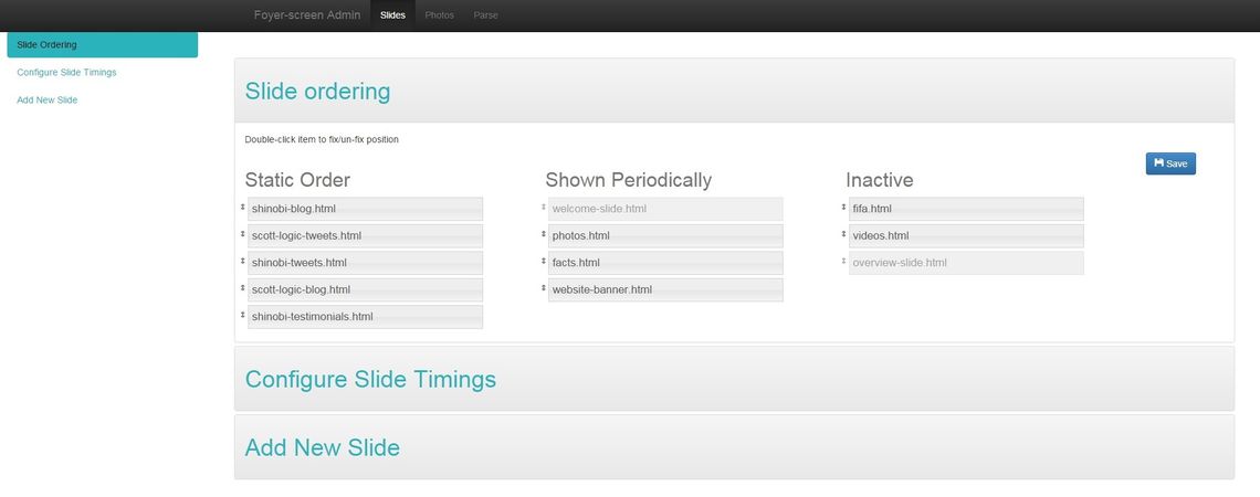 Admin slide Ordering